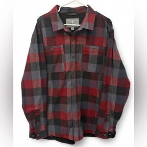 NWT! Men's Free Country Plaid Button Down Adirondack Flannel XL Comfort Warm Red